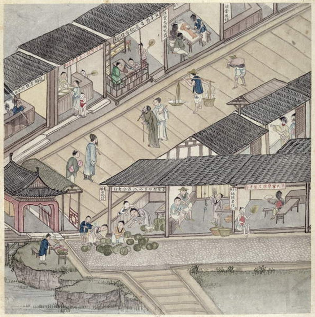 Detail of View of a Market in China by School Chinese