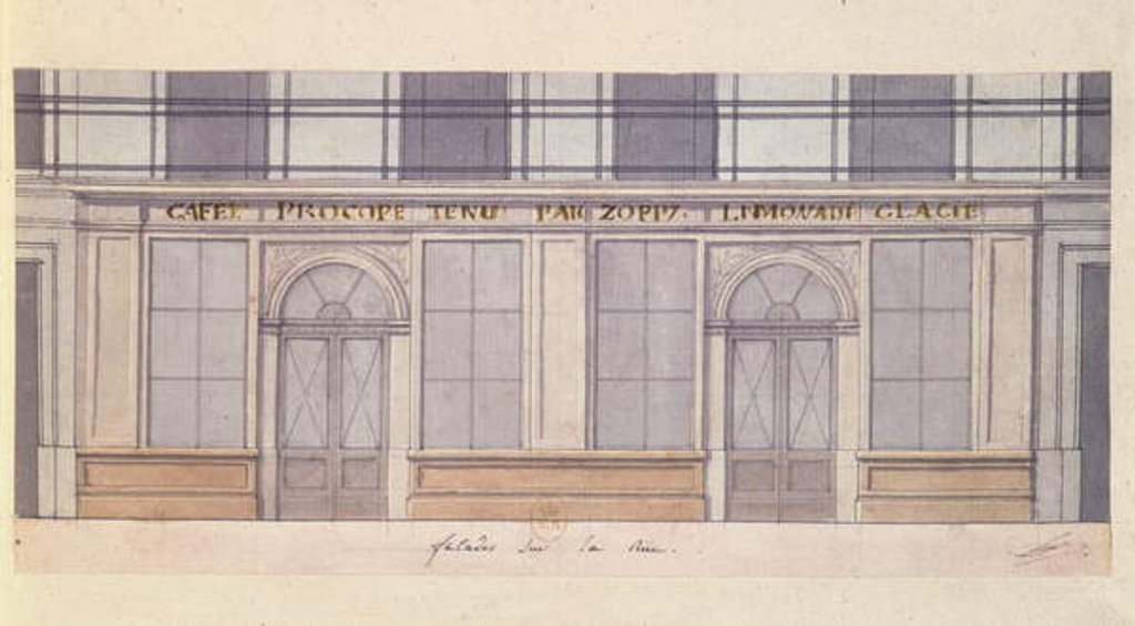 Detail of Design for the facade of the 'Cafe Procope', early 19th century by French School