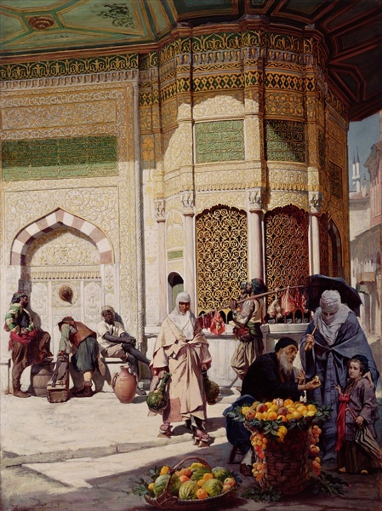 Detail of Street Merchant in Istanbul, 1883 by Hippolyte Berteaux
