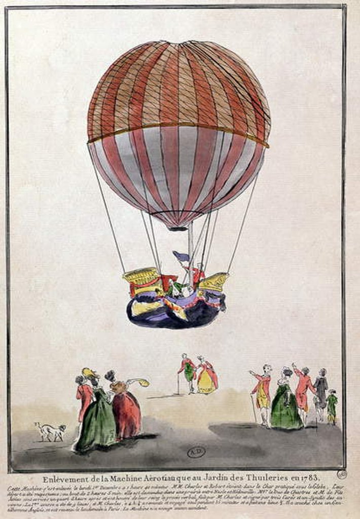 Detail of The Ascent of the Aerostat in the Jardin des Tuileries, 1st December, 1783 by French School