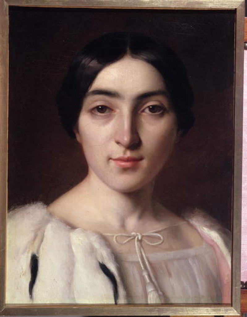 Detail of Portrait presumed to be Adele Hugo by French School