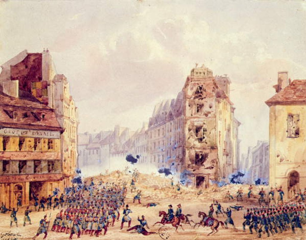 Detail of Barricade at Faubourg Saint-Antoine and the Death of General Negrier, 25th june 1848 by Gaspard Gobaut