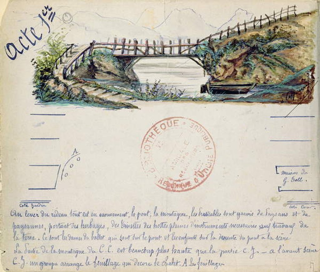 Detail of Set design for the Act I of the opera 'William Tell' by Gioacchino Rossini performed on 3rd August 1829 at the Paris Opera by French School