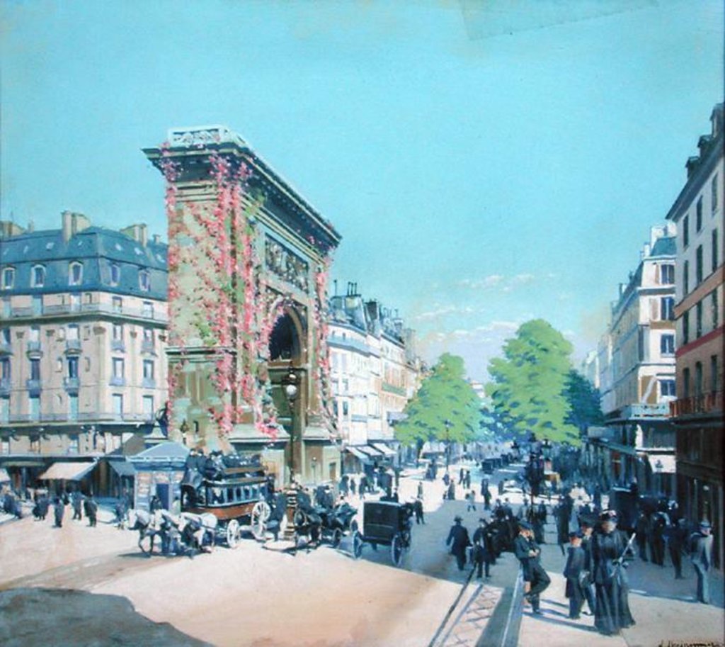 Detail of La Porte St. Denis, Paris, 1880 by L. Abeissonier