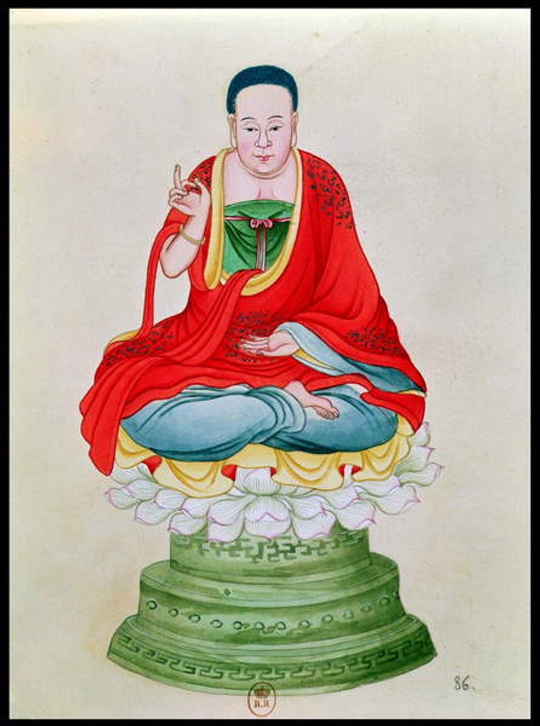 Detail of Buddha seated on a lotus flower by School Chinese