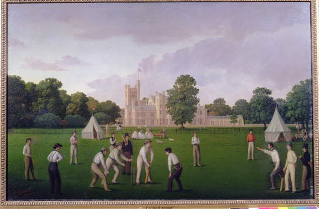 Detail of Cricket at Canford Manor, 1855 by English School