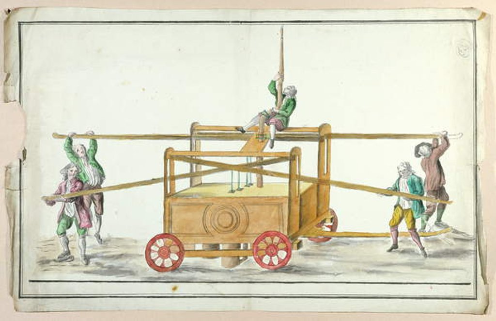 Detail of Water pump for extinguishing fires, mid 18th century by French School