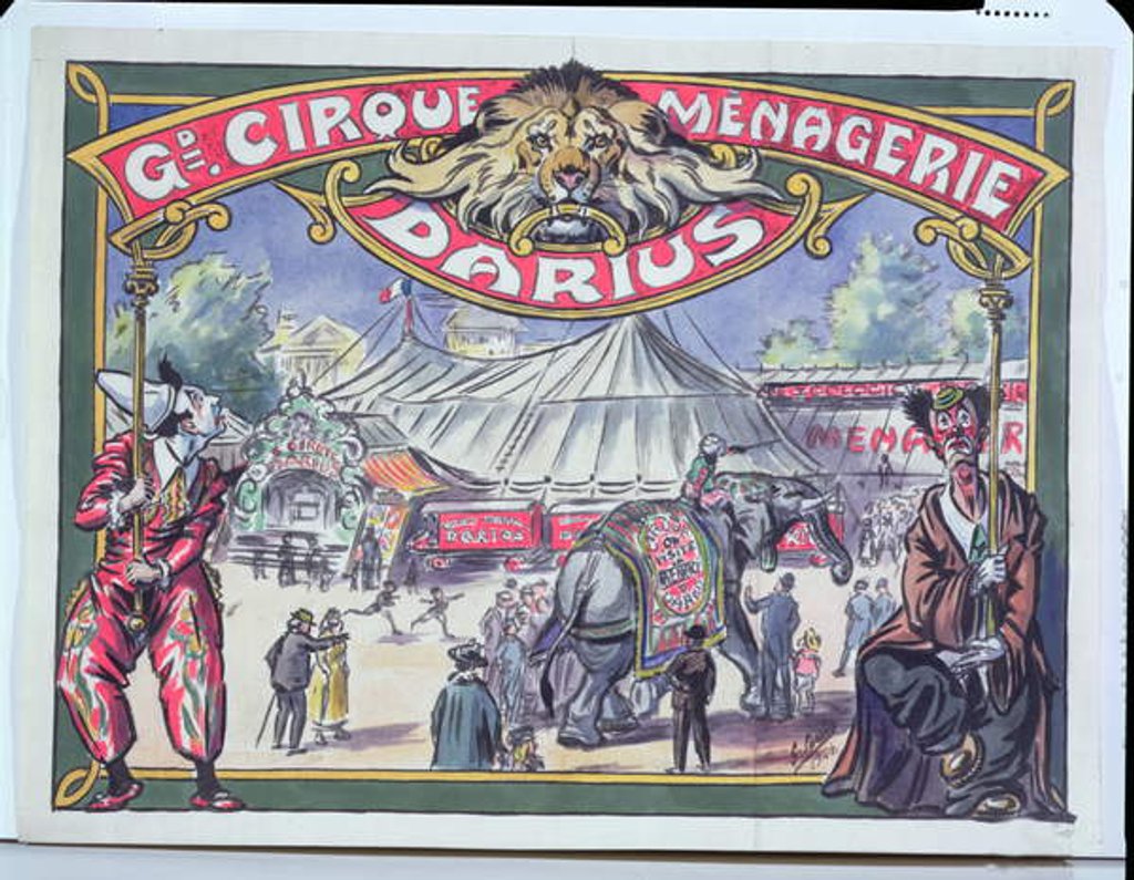Detail of Poster advertising the 'Grand Cirque Menagerie Darius', 1924 by French School