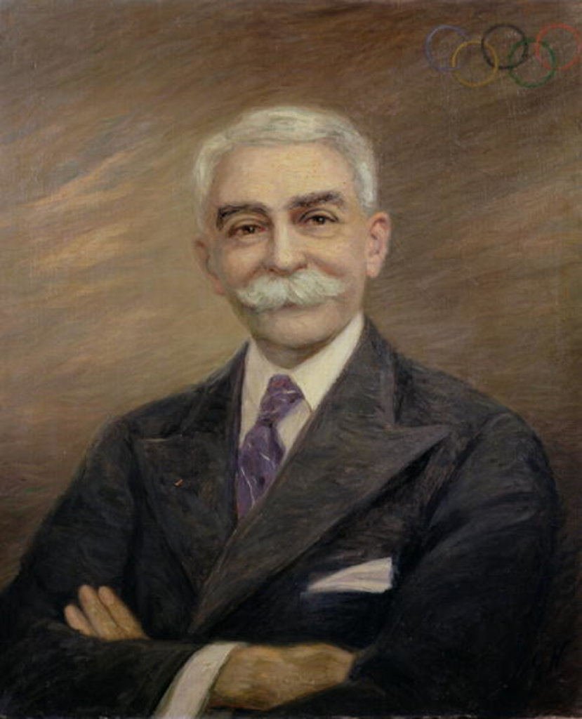 Detail of Portrait of Baron Pierre de Coubertin by School French