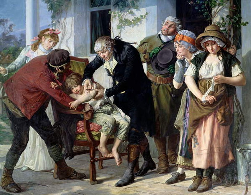 Detail of Edward Jenner performing the first vaccination against Smallpox in 1796, 1879 by Gaston Melingue