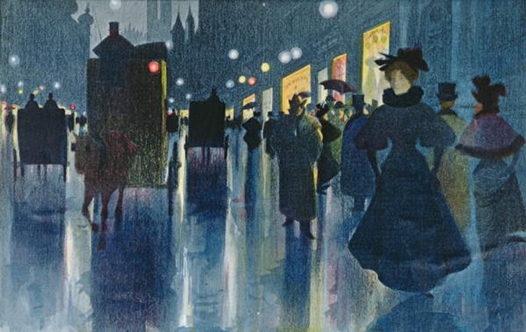 Detail of Munich Street at Night by Karl Vetter