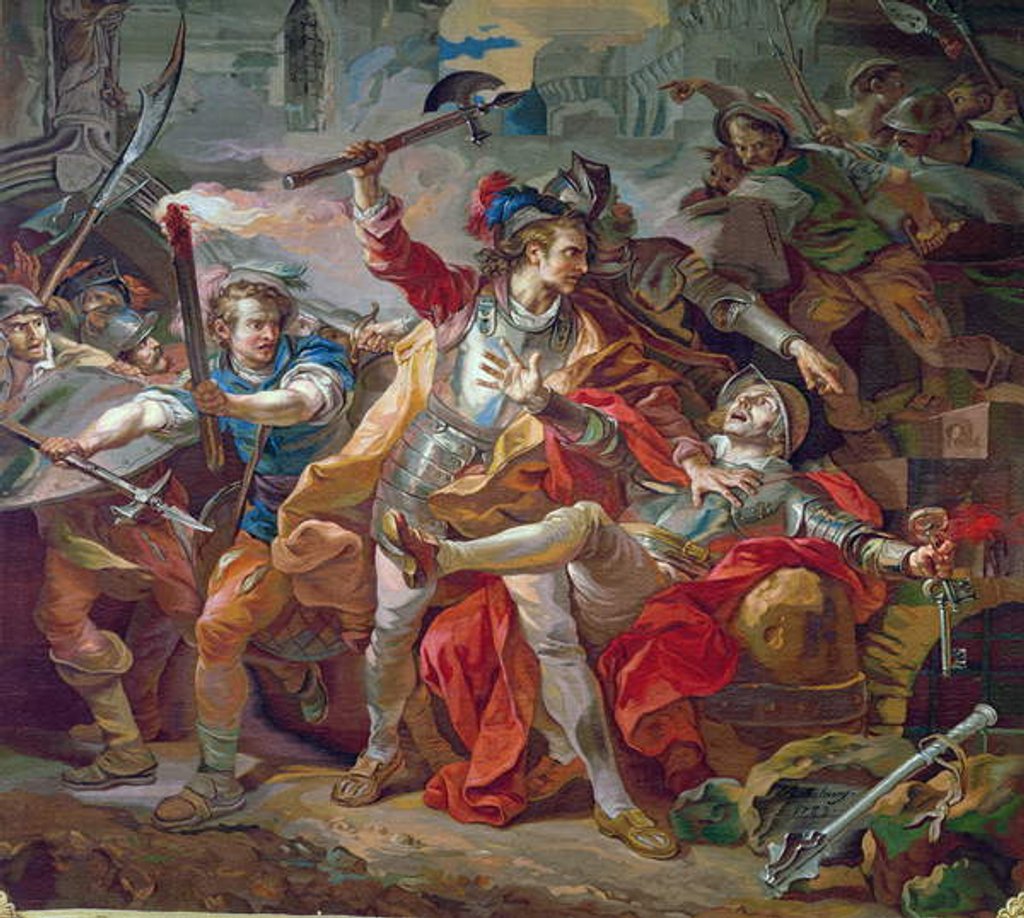 Detail of The murder of Etienne Marcel design for a Gobelins tapestry, 1783 by Jean-Simon Berthelemy