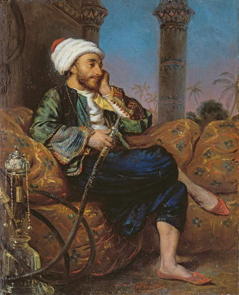 Detail of An Egyptian Man Smoking a Hookah by Louis Leopold Boilly
