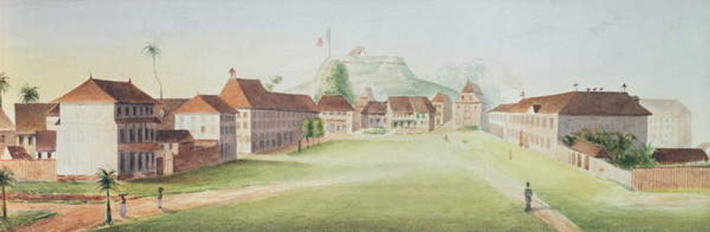 Detail of View of the infantry barracks at Cayenne, French Guyana, c. 1840 by (after) French School