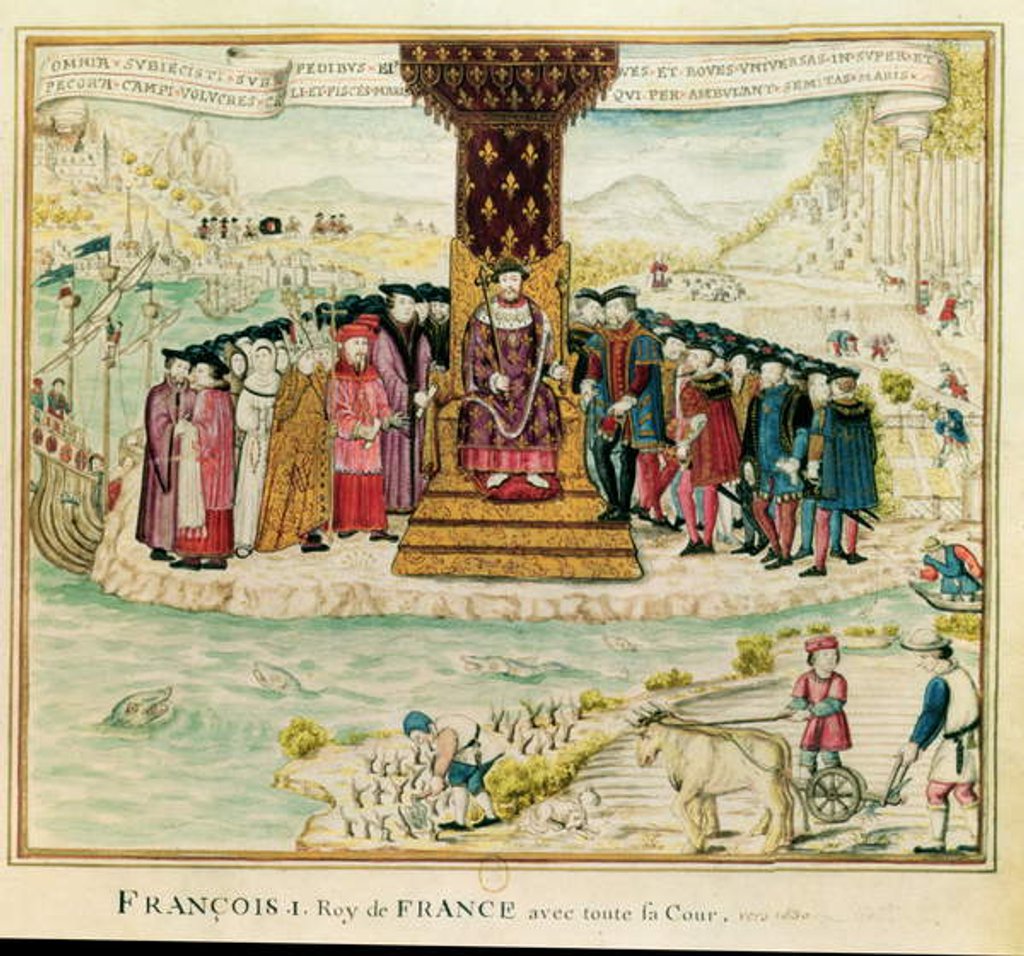 Detail of Francis I surrounded by his court, c.1630 by French School