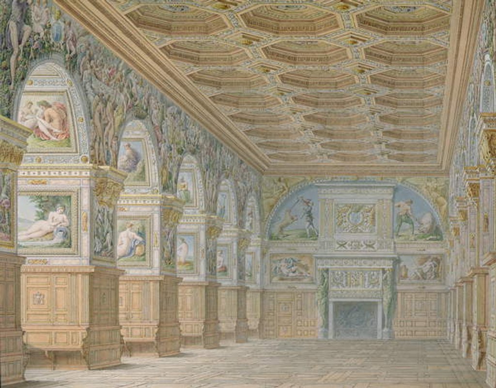 Detail of Ms 1014 The ballroom at Fontainebleau, plate from an album by Charles Percier
