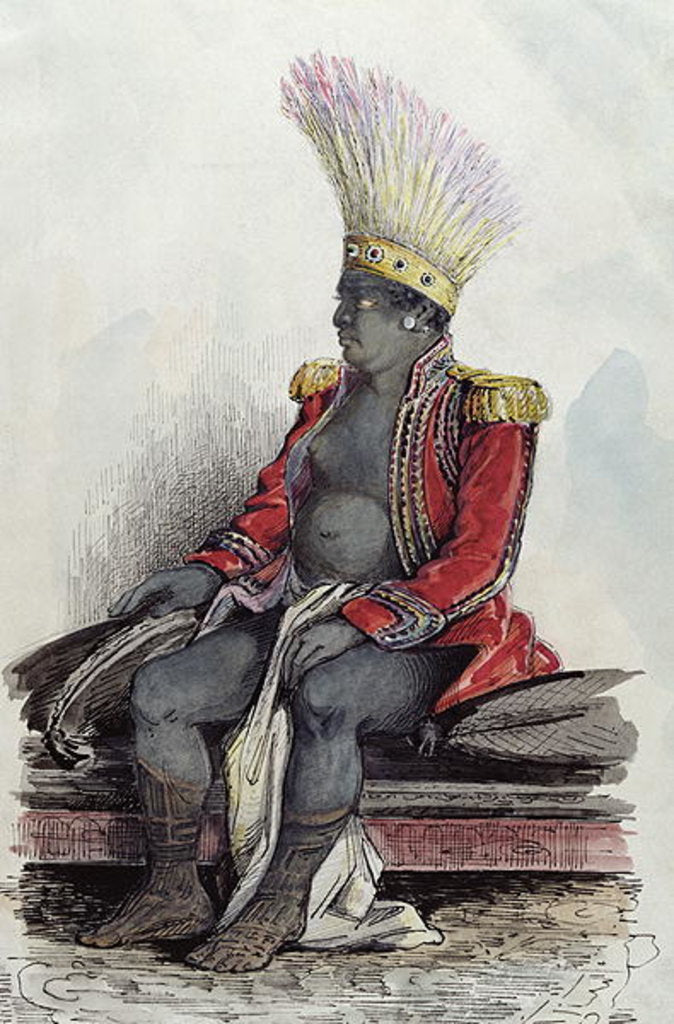 Detail of King Temoana on the island of Nuka-Hiva dressed in the uniform of a French colonel, c.1841-48 by Maximilien Radiguet