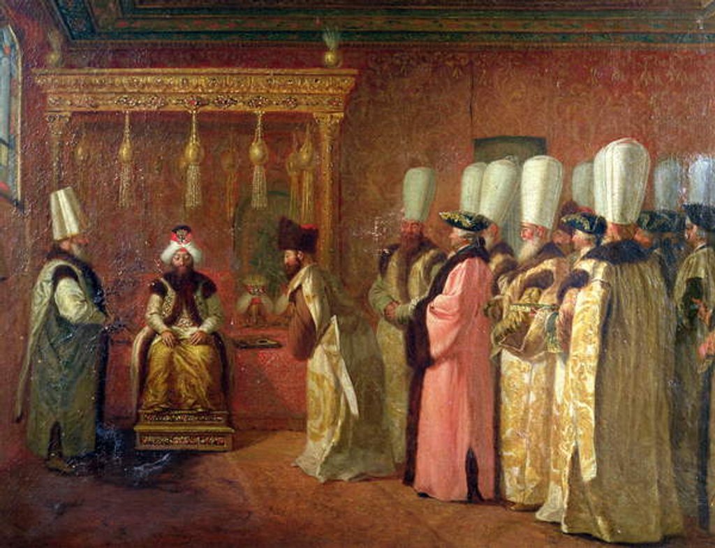 Detail of Audience of Charles Gravier, Comte de Vergennes, with the Sultan Osman III in Constantinople, 1755 by Antoine Favray