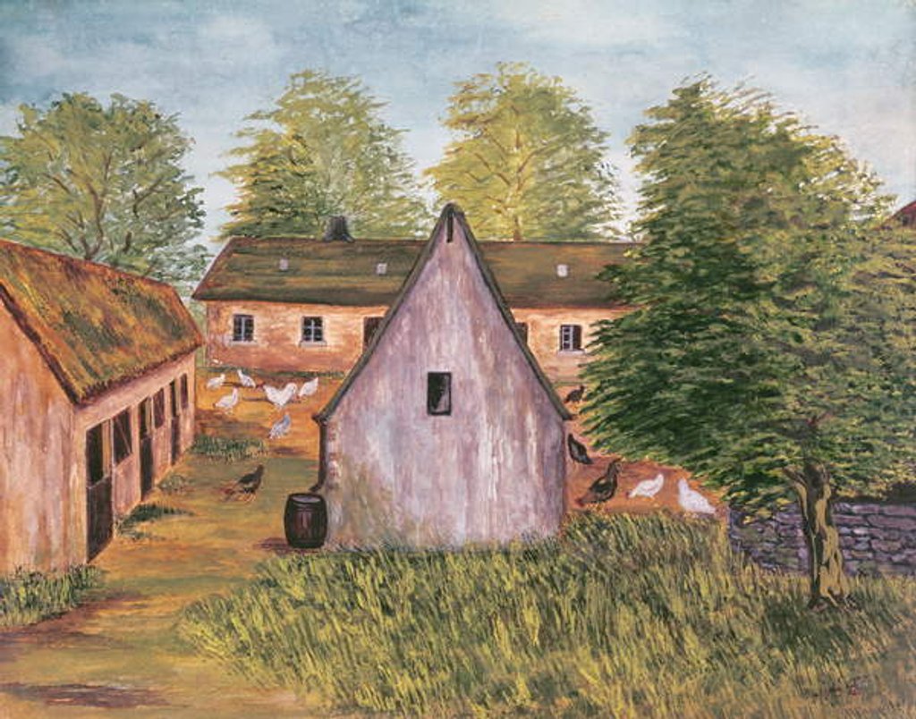 Detail of Farm and Farmyard in France, late 19th century (w/c on paper0 by French School