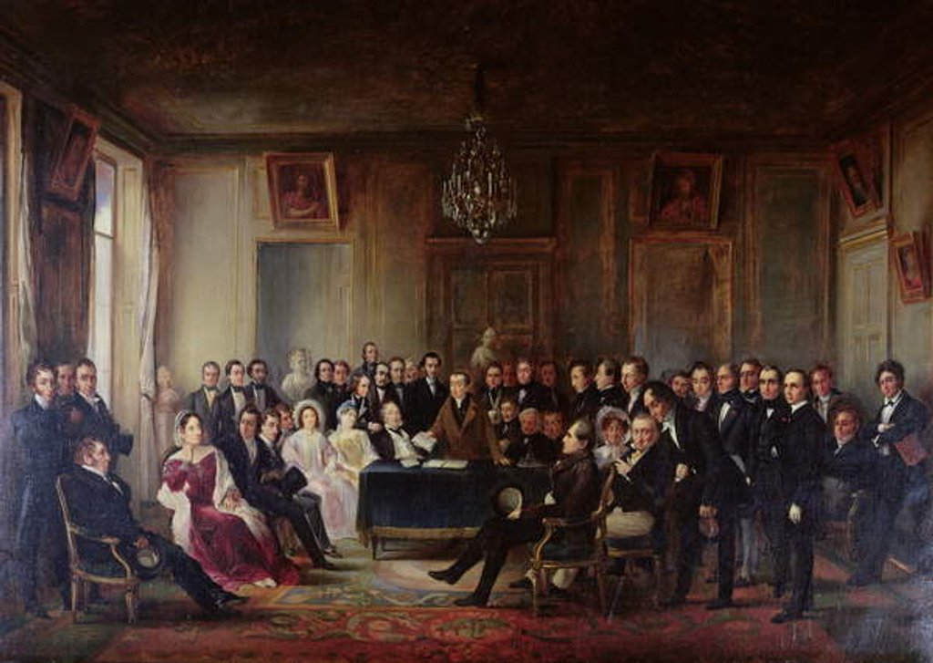 Detail of Francois Andrieux Reading his Tragedy 'Junius Brutus' in the Foyer of the Comedie Francaise, 26th May 1828, 1847 by Francois Joseph Heim