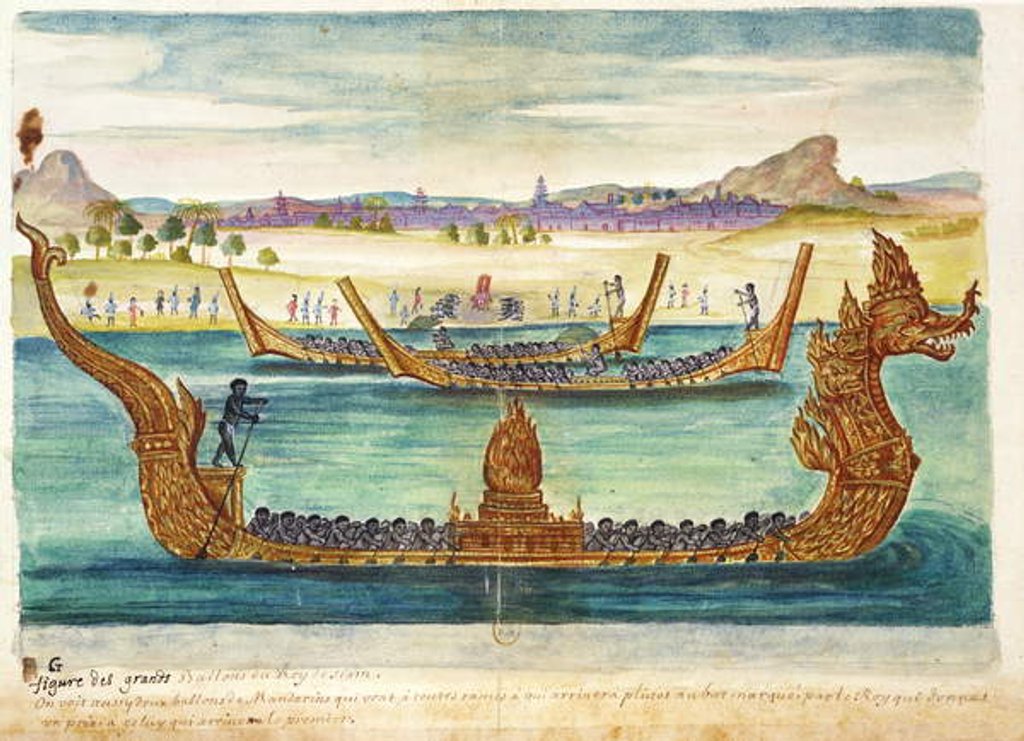 Detail of The Boats of the King of Siam, from an account of the Jesuits in Siam, 1688 by French School