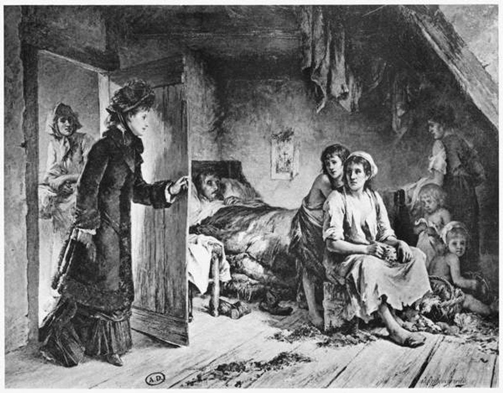 Detail of At the House of the Poor, c.1880 by Adrien de Boucherville