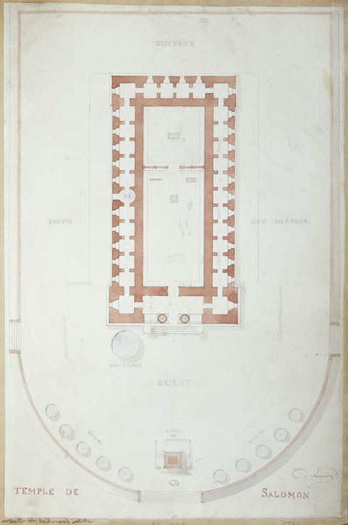 Detail of Plan of the Temple of Solomon in Jerusalem, mid 19th century by Andre Lenoir