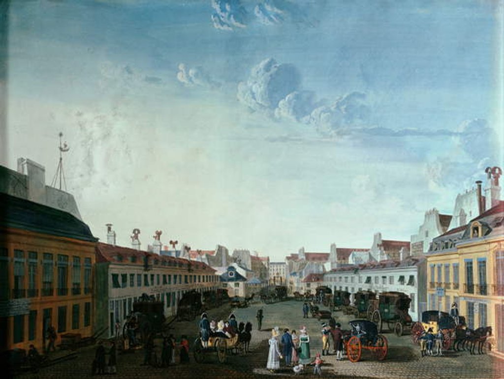 Detail of Interior courtyard of the Imperial Stage-coach Service, early 19th century by French School