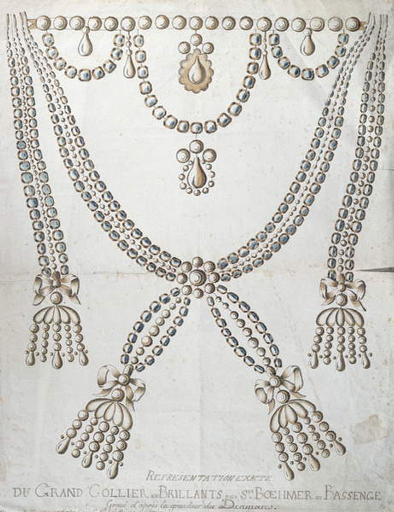 Detail of The Diamond Necklace involved in the Affair of the 'Collier de la Reine', c.1785 by French School