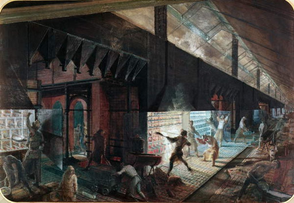 Detail of Zinc production at the Vieille Montagne factory, Saone-et-Loire, c.1860 by Ignace Francois Bonhomme
