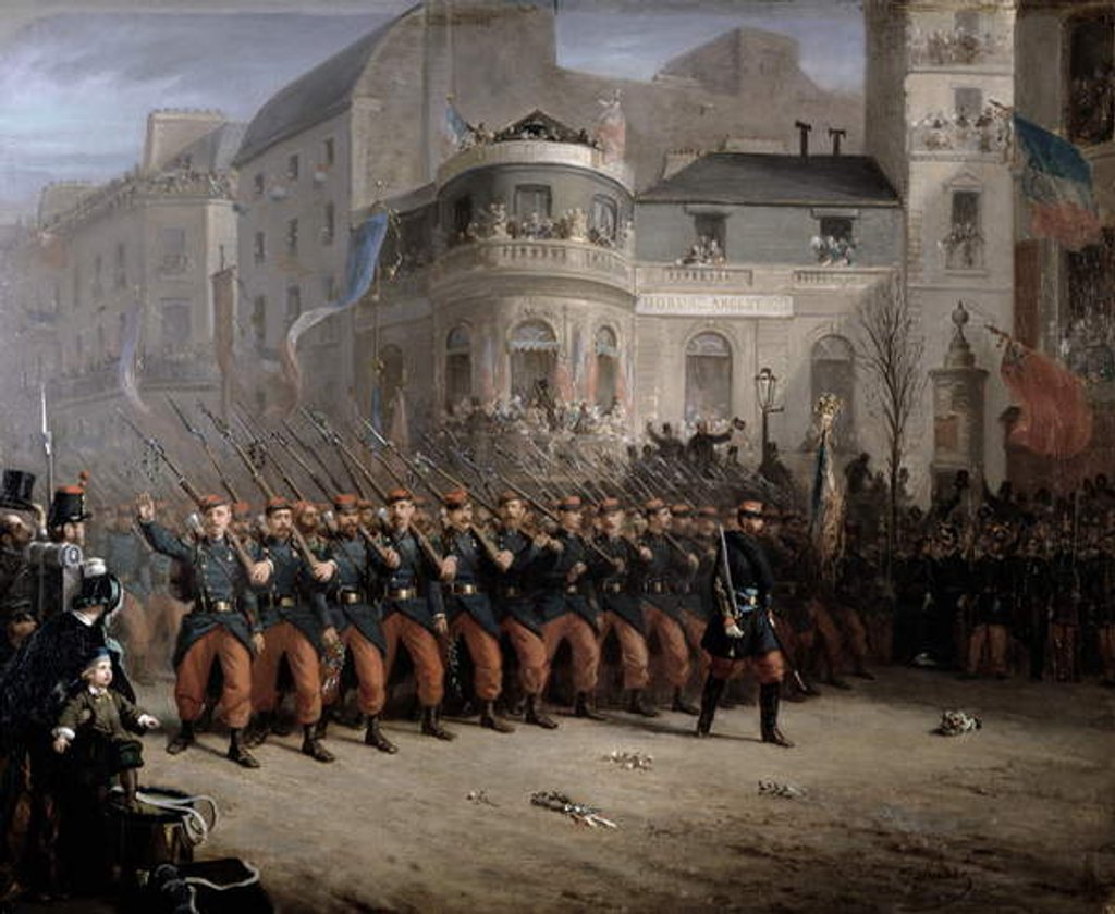 Detail of The Return of the Troops to Paris from the Crimea, Boulevard des Italiens, in front of the Hanover Pavilion, December 1855 by Emmanuel Masse