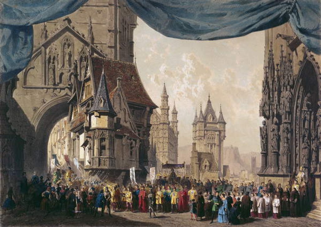 Detail of Stage design for Act I of 'La Juive', first performed at the Paris Opera on 23rd February 1835 by French School