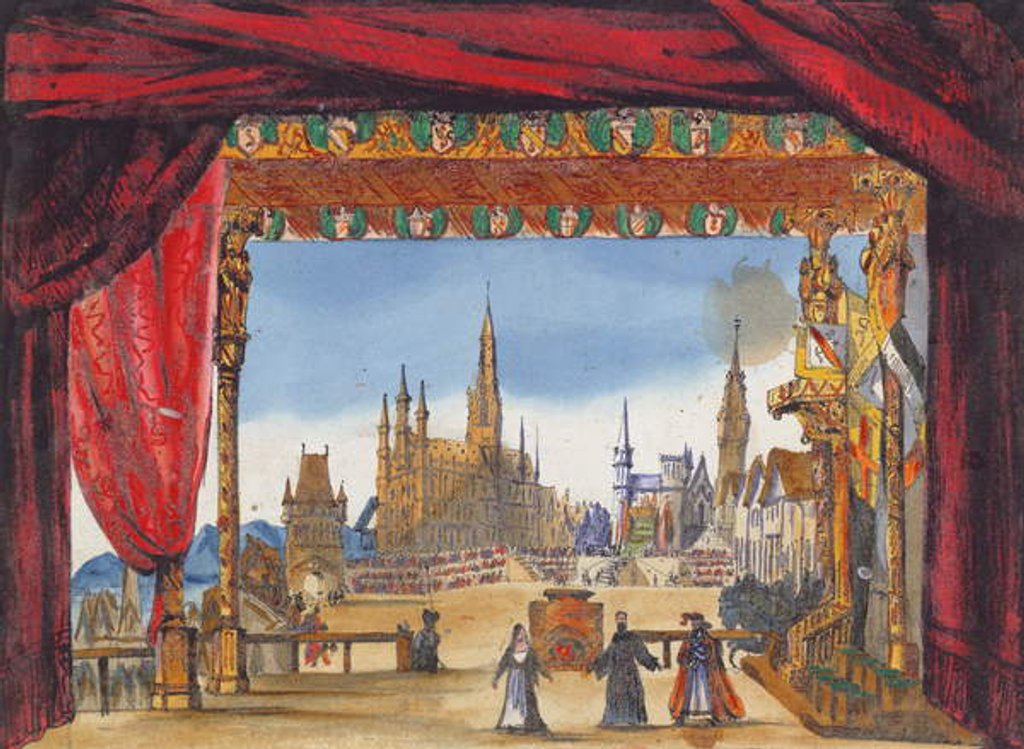Detail of Stage design for Act V of 'La Juive', first performed at the Paris Opera on 23rd February 1835 by French School