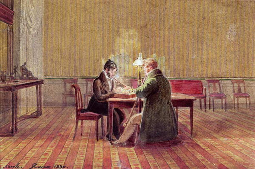 Detail of Adam Bernard Mickiewicz playing chess with a friend, 1830 by Polish School