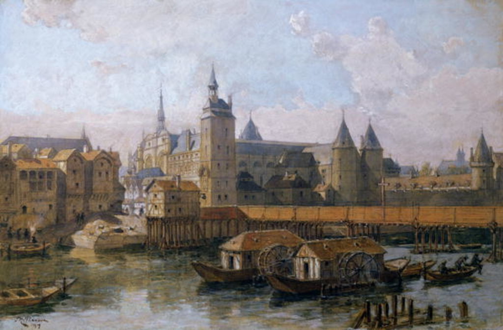 Detail of The Ile de la Cite and the Palais de Justice in the 16th century, 1917 by Theodor Josef Hubert Hoffbauer