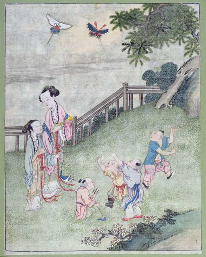 Detail of Children playing with kites by School Chinese