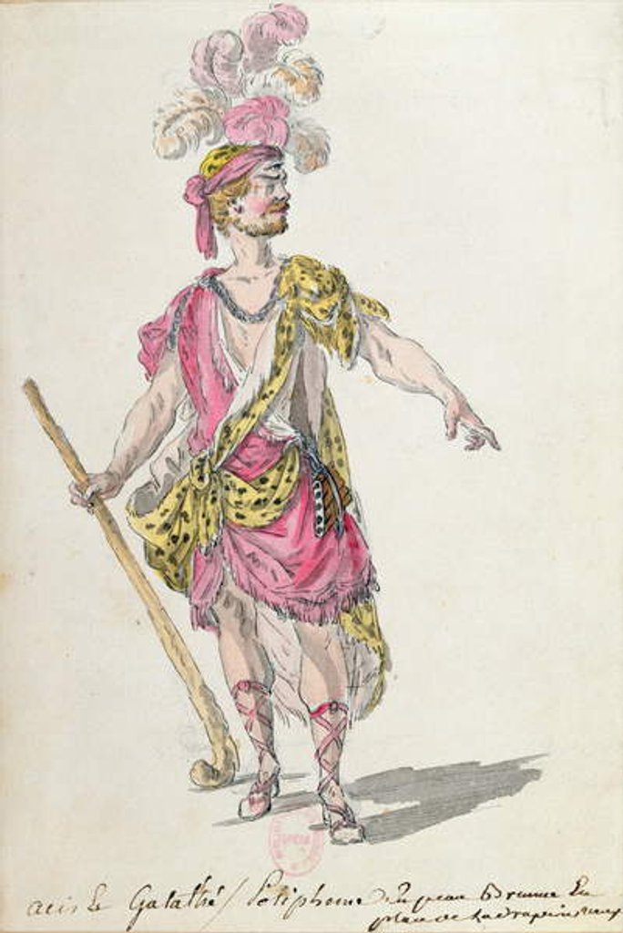 Detail of Costume design for a performance in Paris in 1762 of Lully's opera 'Acis et Galatee' by Nicolas Boquet