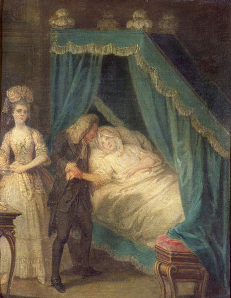 Detail of Bedside visit by the doctor by French School