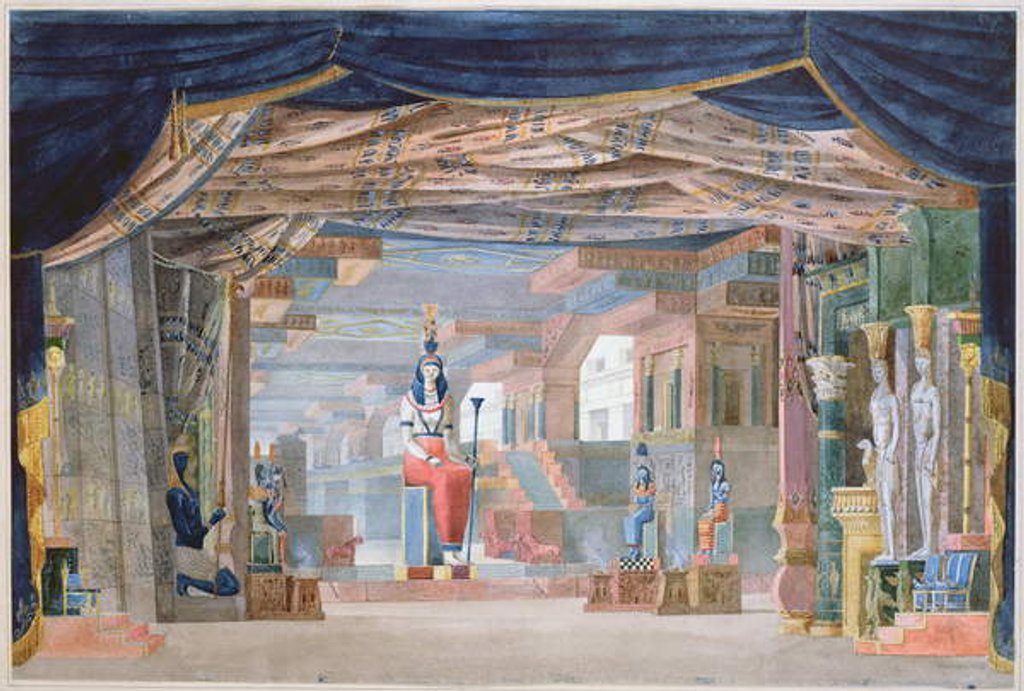 Detail of Egyptian Stage Design for Act III of 'Moise et Pharaon' by Rossini, first produced in Paris on 26th March 1827 by Auguste Caron