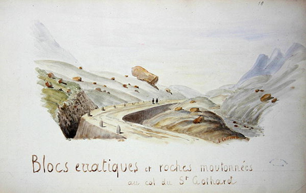 Detail of Erratic Blocks and Rocks at the Saint Gothard Pass in the Swiss Alps by French School