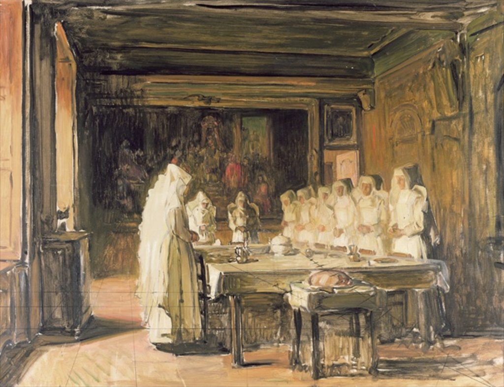 Detail of The Sisters of the Hospice de Beaune Saying Grace, late 19th century by Joseph Bail