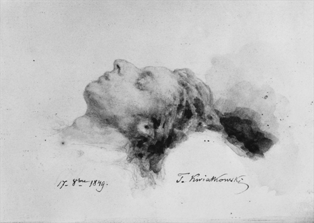 Detail of Frederic Chopin on his deathbed, 17th October 1849 by Antar Teofil Kwiatowski