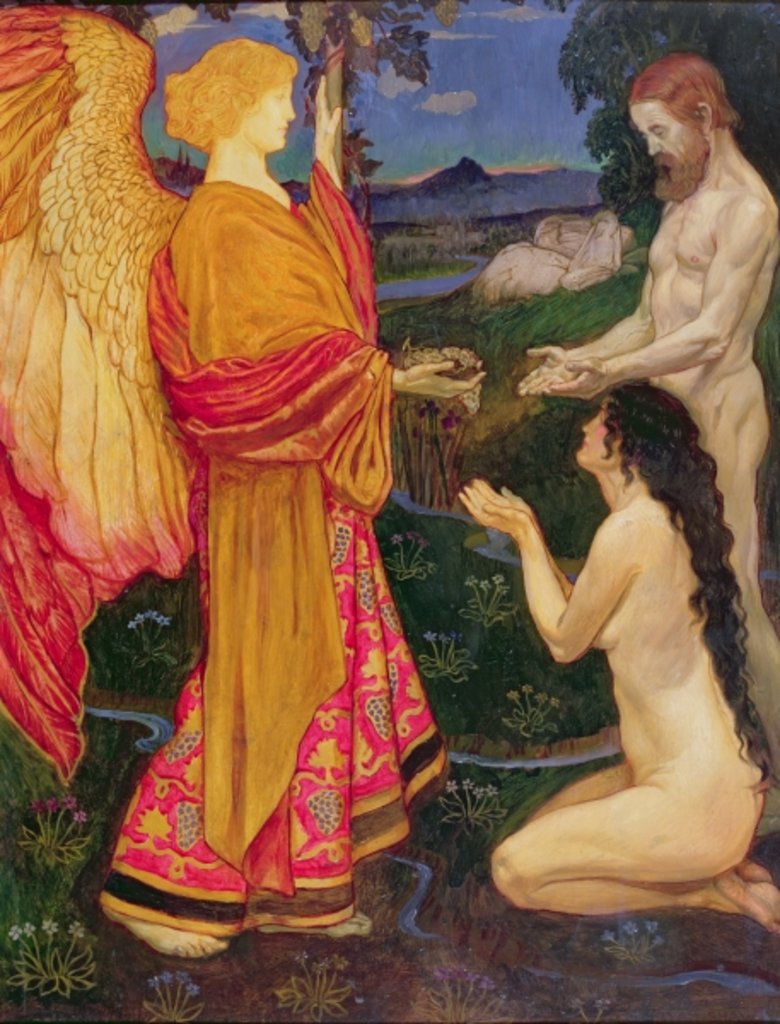 Detail of The Angel offering the fruits of the Garden of Eden to Adam and Eve by John Byam Liston Shaw