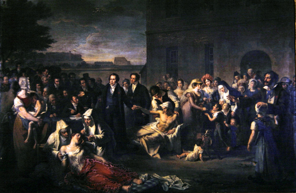 Detail of Jean-Louis Alibert treating typhoid patients at the Hopital Saint-Louis by French School