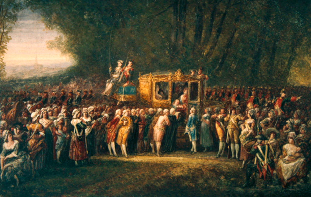 Detail of King Louis XVI being taken from Versailles to Paris by the women of Les Halles in October 1789 by Joseph Navlet