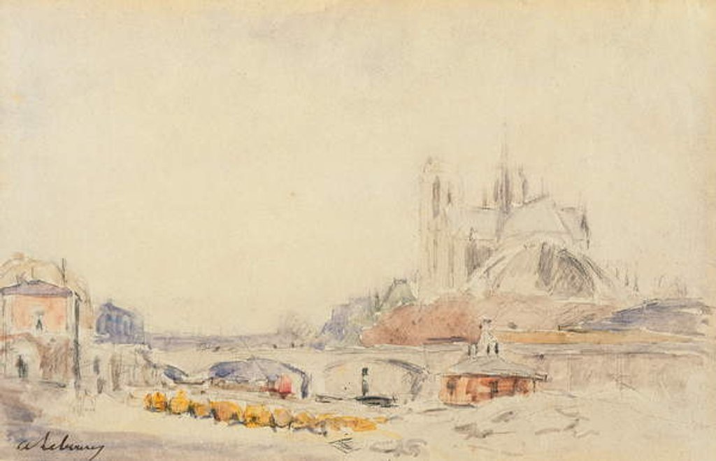 Detail of View of the Pont de la Tournelle and Notre-Dame de Paris by Albert-Charles Lebourg