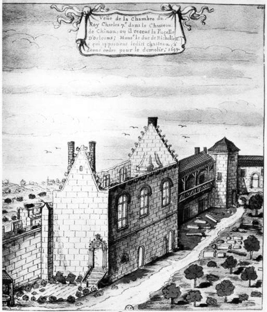 Detail of View of the chamber at the Castle of Chinon where King Charles VII of France received Joan of Arc in 1429 by Louis Boudan