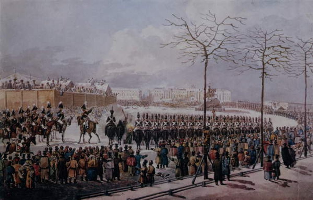 Detail of The Insurrection of the Decembrists at Senate Square, St. Petersburg on 14th December, 1825 by School Russian