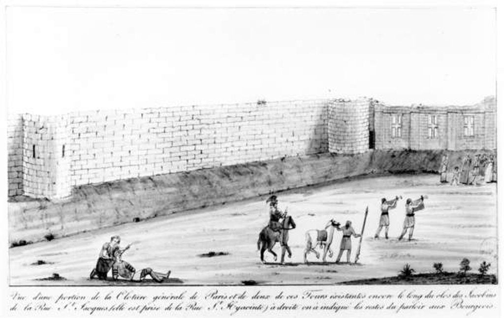 Detail of Section of the Paris right bank city wall constructed between 1190 and 1209 on the orders of Philippe II Auguste, late 18th century by French School