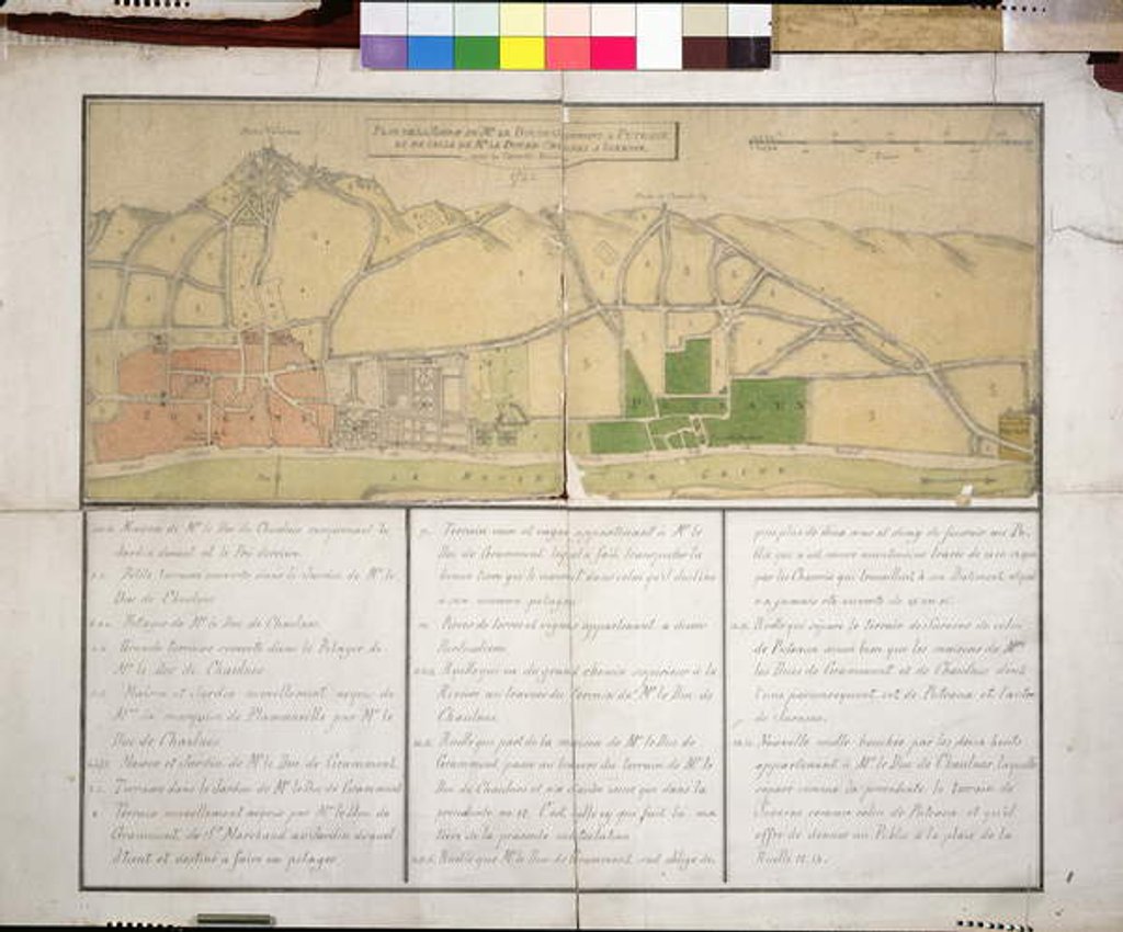 Detail of Map showing the Chateau de Puteaux, 1722 by French School